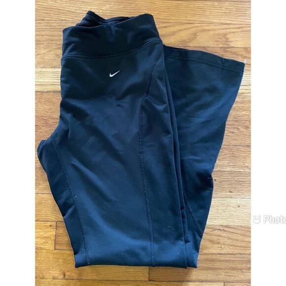 Nike Dry Fit Fleece Lined Workout Pants Inside Black Women’s ZIP Bottom L 12-14 - Picture 3 of 7
